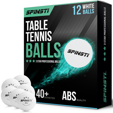 SPINSTI 3 Star 40+mm Table Tennis Balls | Pack of 12 Premium White ABS Ping Pong Balls for High-Performance Play